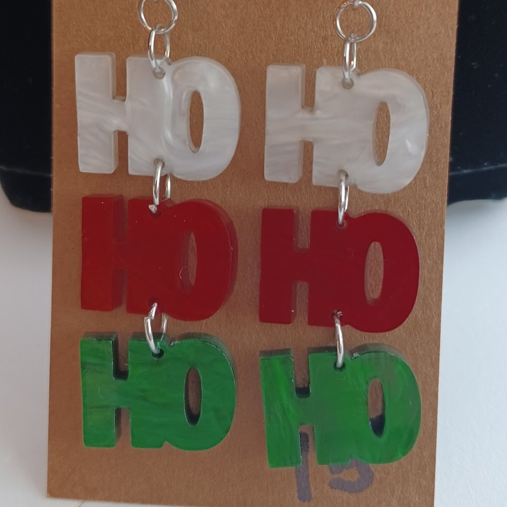 Handmade Ho Ho Ho Christmas Earrings